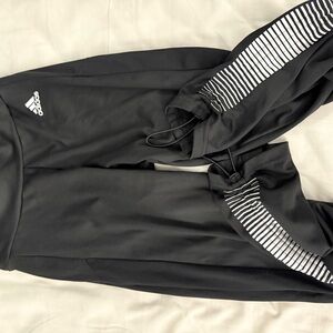 Adidas Black Track Pants with White Stripes